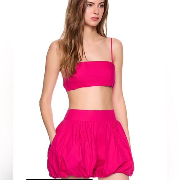 Susana Monaco Poplin Bubble Shorts, Fuschia - Picture 2 of 13
